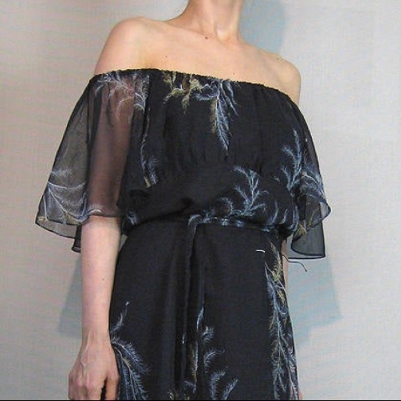 Vintage Stevie Nicks Style 1970’s Sandi-Gail Black Sheer Chiffon Dress US S/M - Picture 4 of 6
